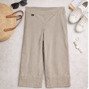 Lisette Montreal Women’s Khaki Stretch Cropped Cuff Pants Size 6 Pull On Capri